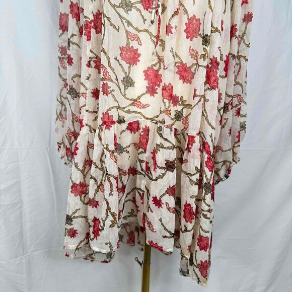 Free People Keeping Up With Kara Floral Ruffled Hem Bohemian Dress Cottagecore L - Picture 8 of 12